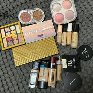 Foundation, concealer, eyeshadow, etc